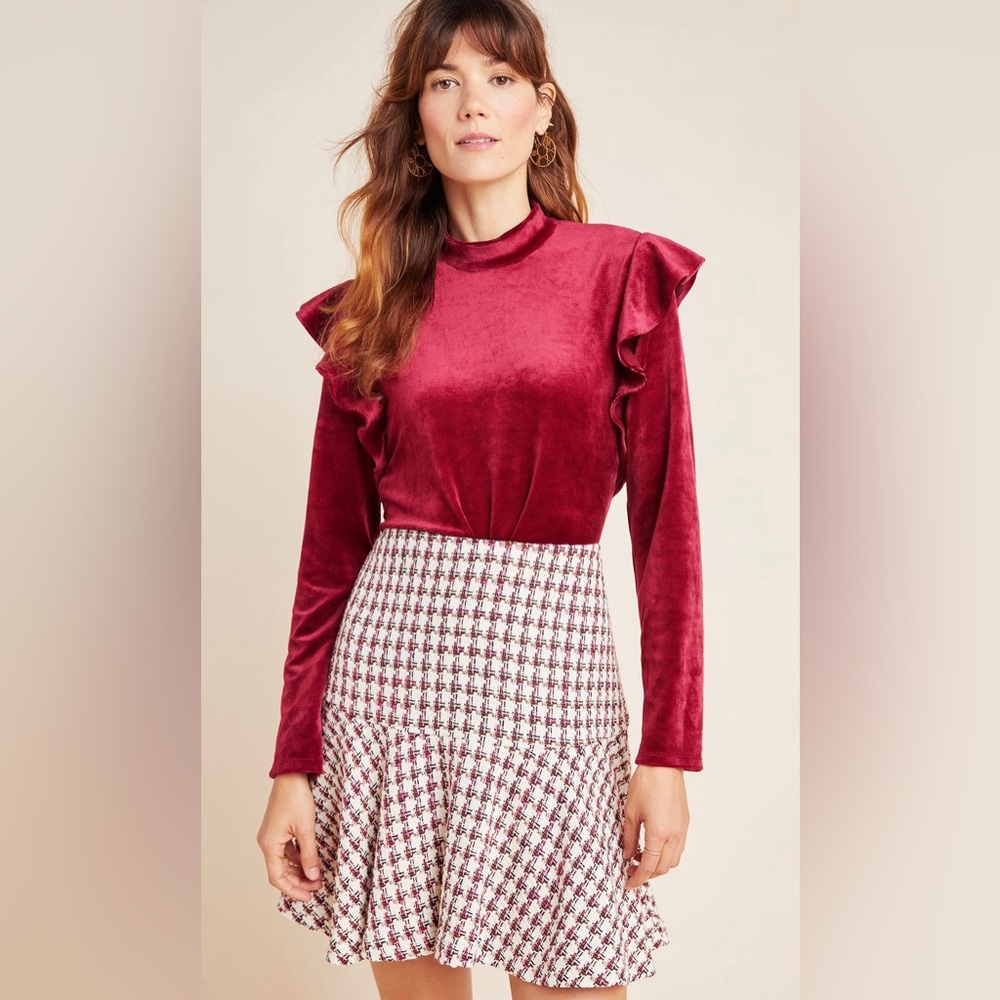 🖤Hutch Tabitha Ruffle Velvet Top